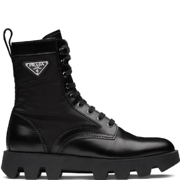 PRADA mens combat boots Black leather and nylon size IT 5.5 (size US 7) - Picture 3 of 10